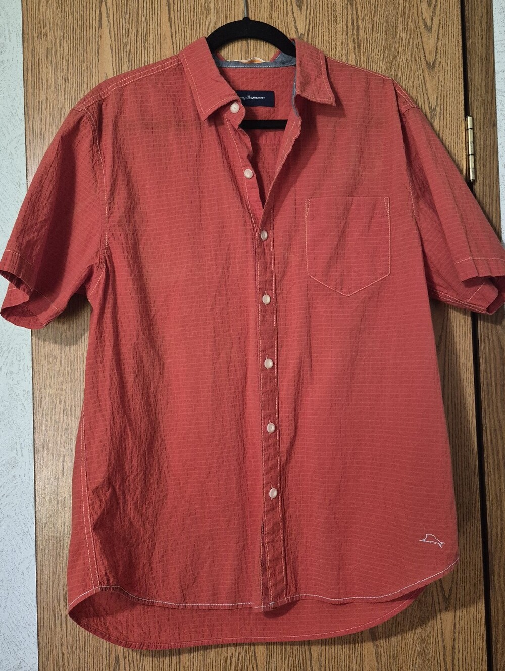 Tommy Bahama Short-Sleeve Burnt Orange Button-Up Shirt Size Large